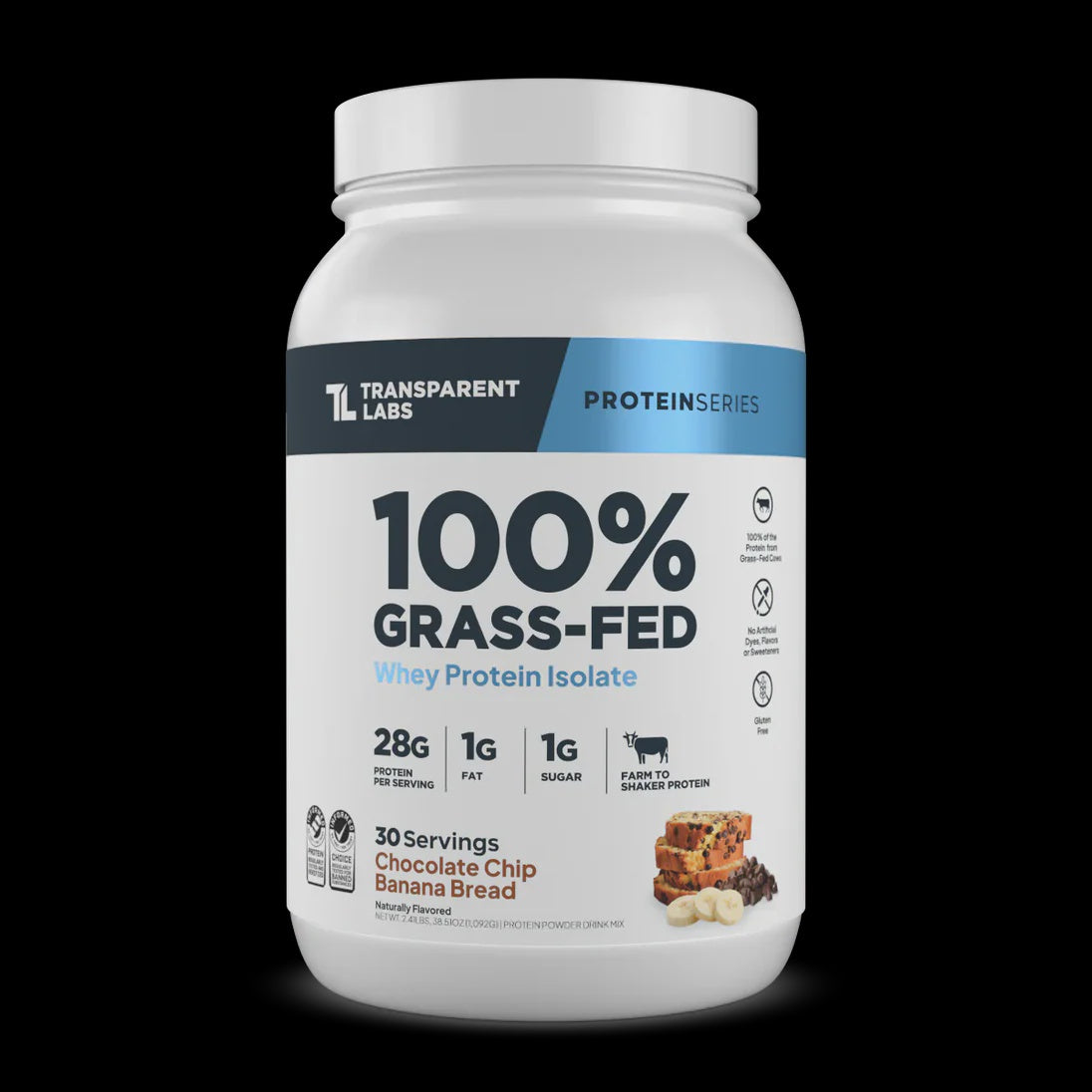 Transparent Labs - 100% Grass-Fed Chocolate Chip Banana Bread - 2lb - Protein Isolate