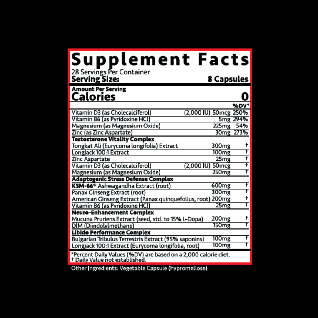 Titan Nutrition TEST LAUNCH™ - Testosterone Enhancement Formula - Supplement Facts