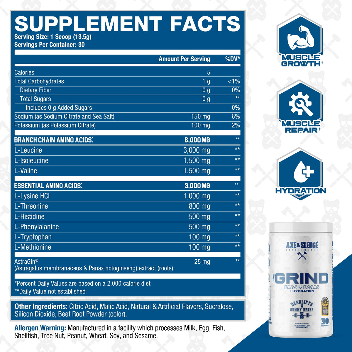 Axe & Sledge The Grind - Supplement Facts