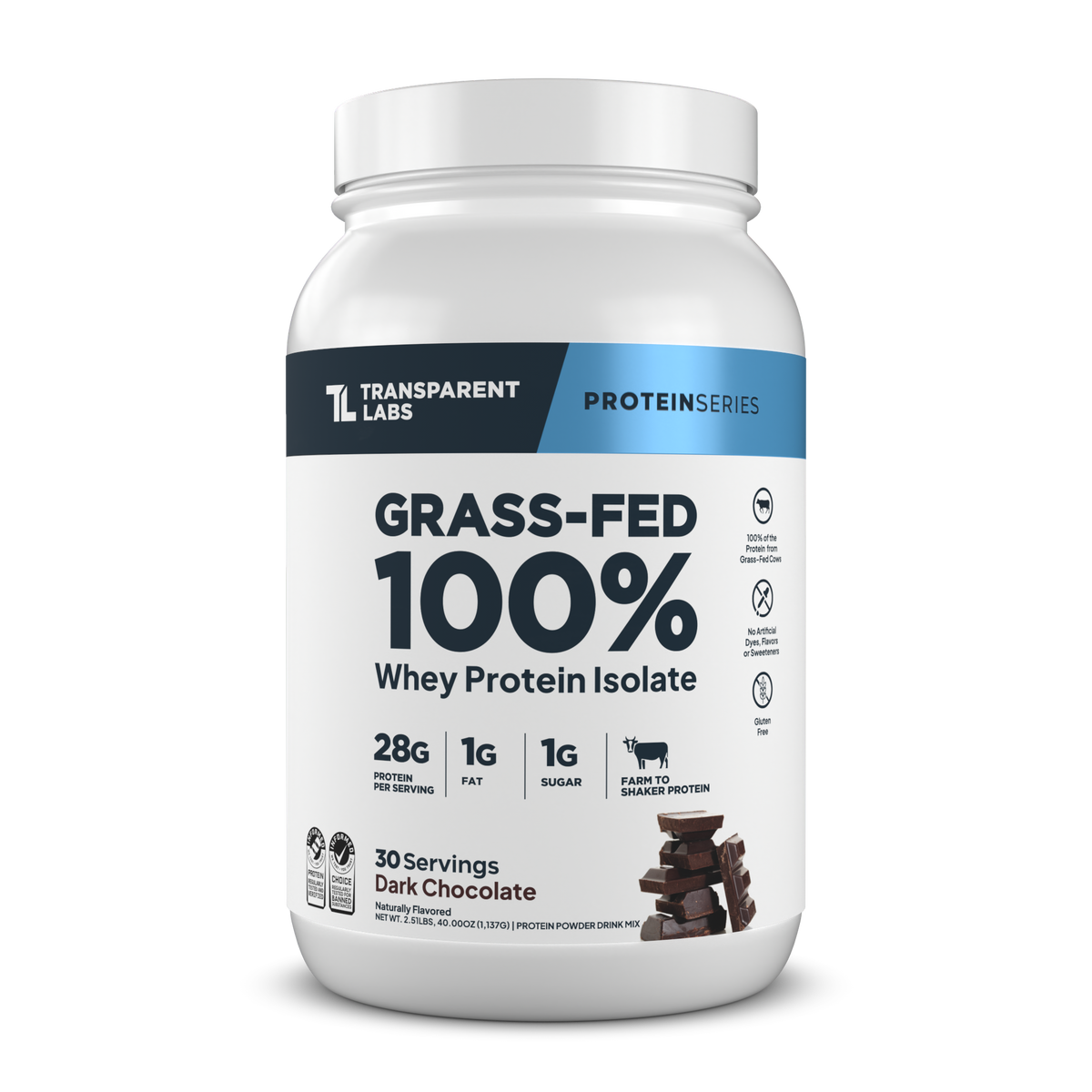 Transparent Labs Grass-Fed Whey Protein Isolate - Dark Chocolate