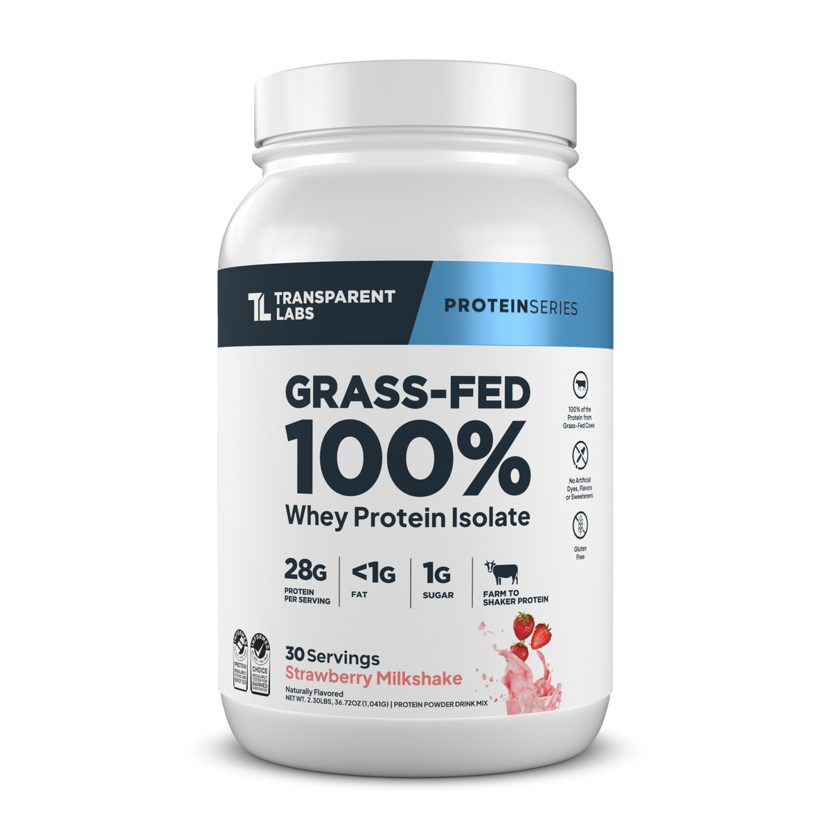 Transparent Labs Grass-Fed Whey Protein Isolate - Strawberry Milkshake