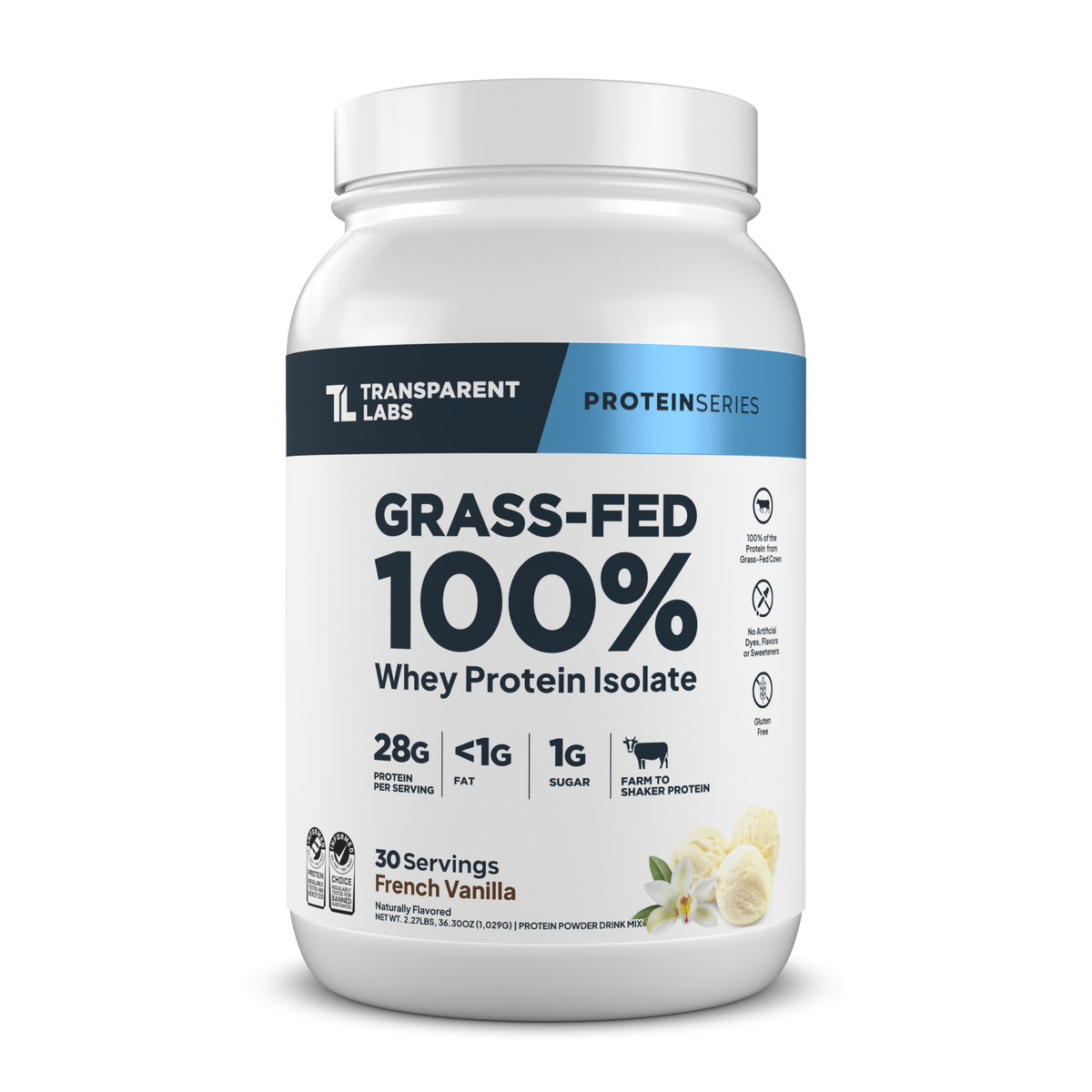 Transparent Labs Grass-Fed Whey Protein Isolate - French Vanilla