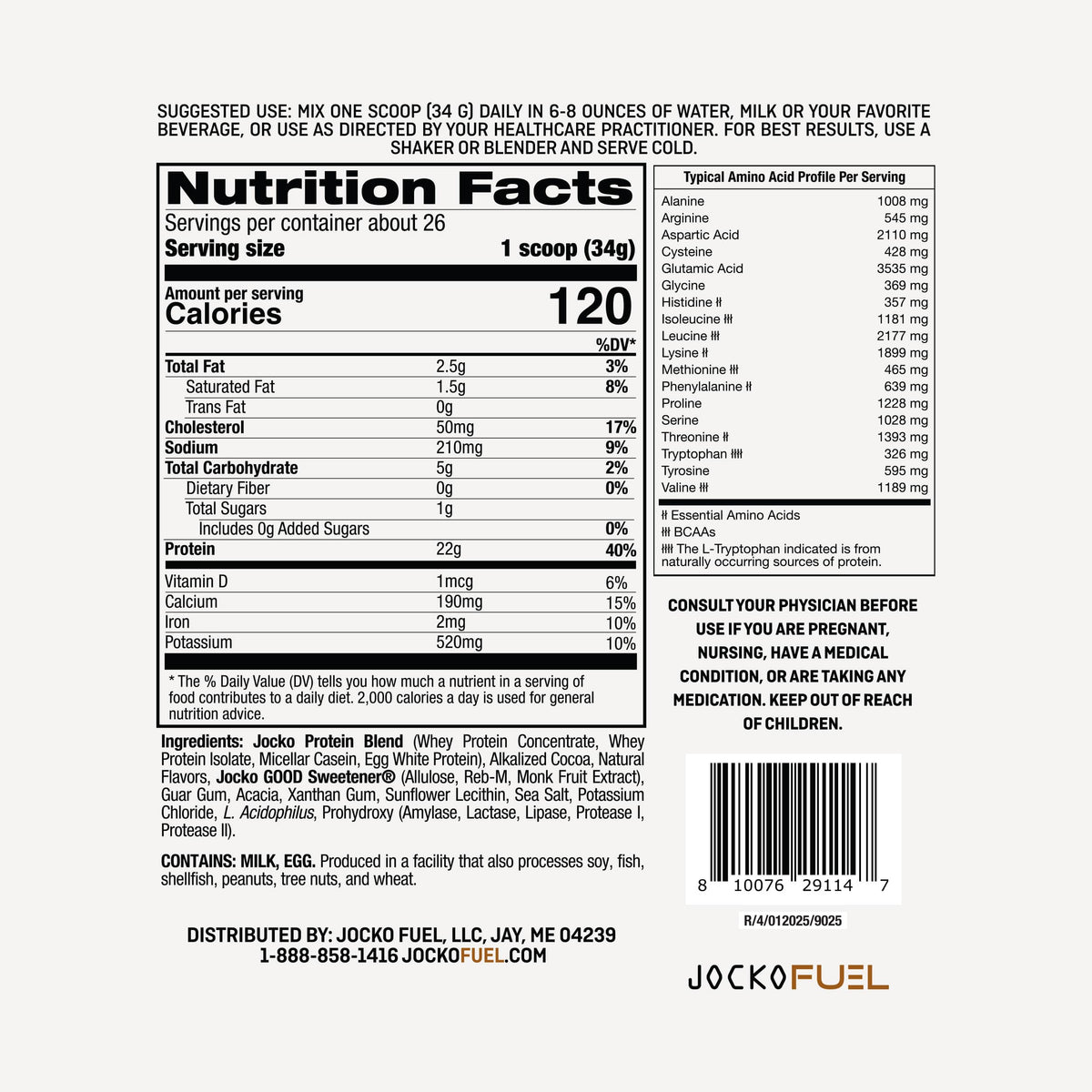 Jocko Protein Powder - Supplement Facts