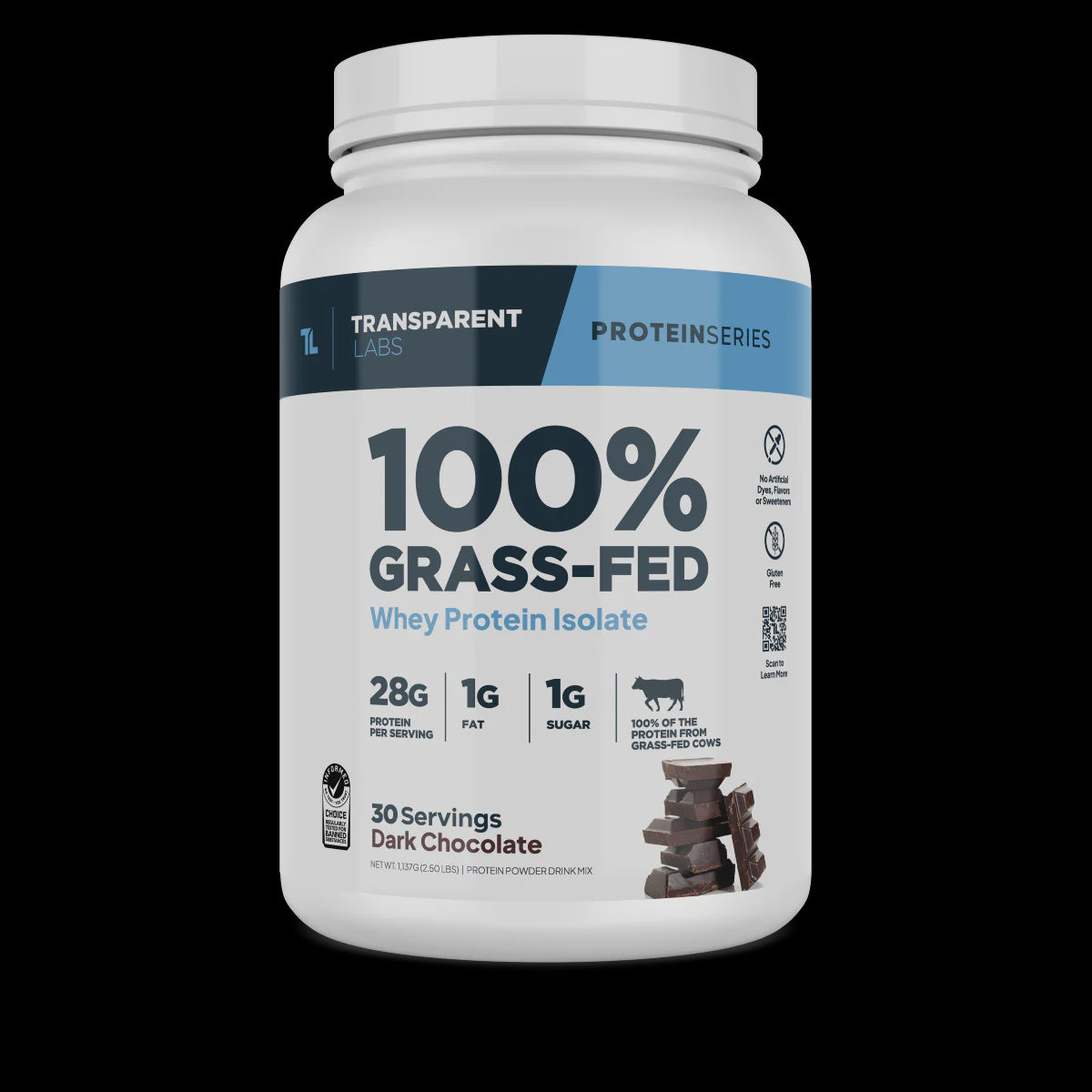 Transparent Labs - 100% Grass-Fed Dark Chocolate - 2lb - Protein Isolate