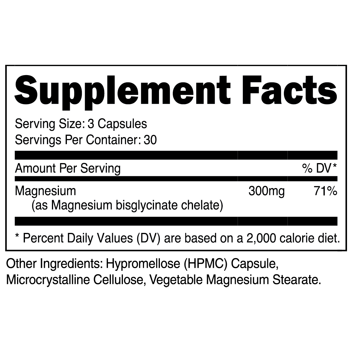 Transparent Labs Magnesium Bisglycinate - Supplement Facts
