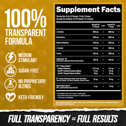 Alpha Lion Superhuman Pre - Supplement Facts