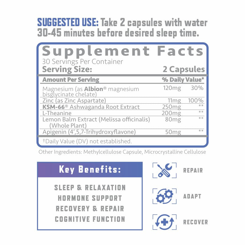 Titan Nutrition SLEEP - Nighttime Super Recovery - Supplement Facts