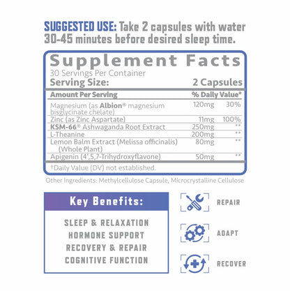 Titan Nutrition SLEEP - Nighttime Super Recovery - Supplement Facts
