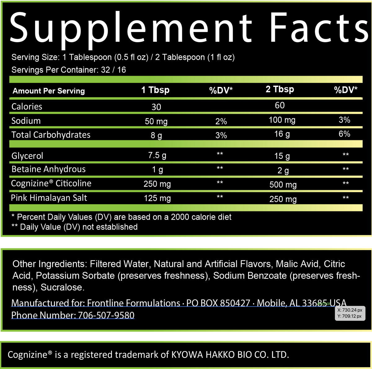 Frontline Formulations Project MK Liquid - Supplement Facts