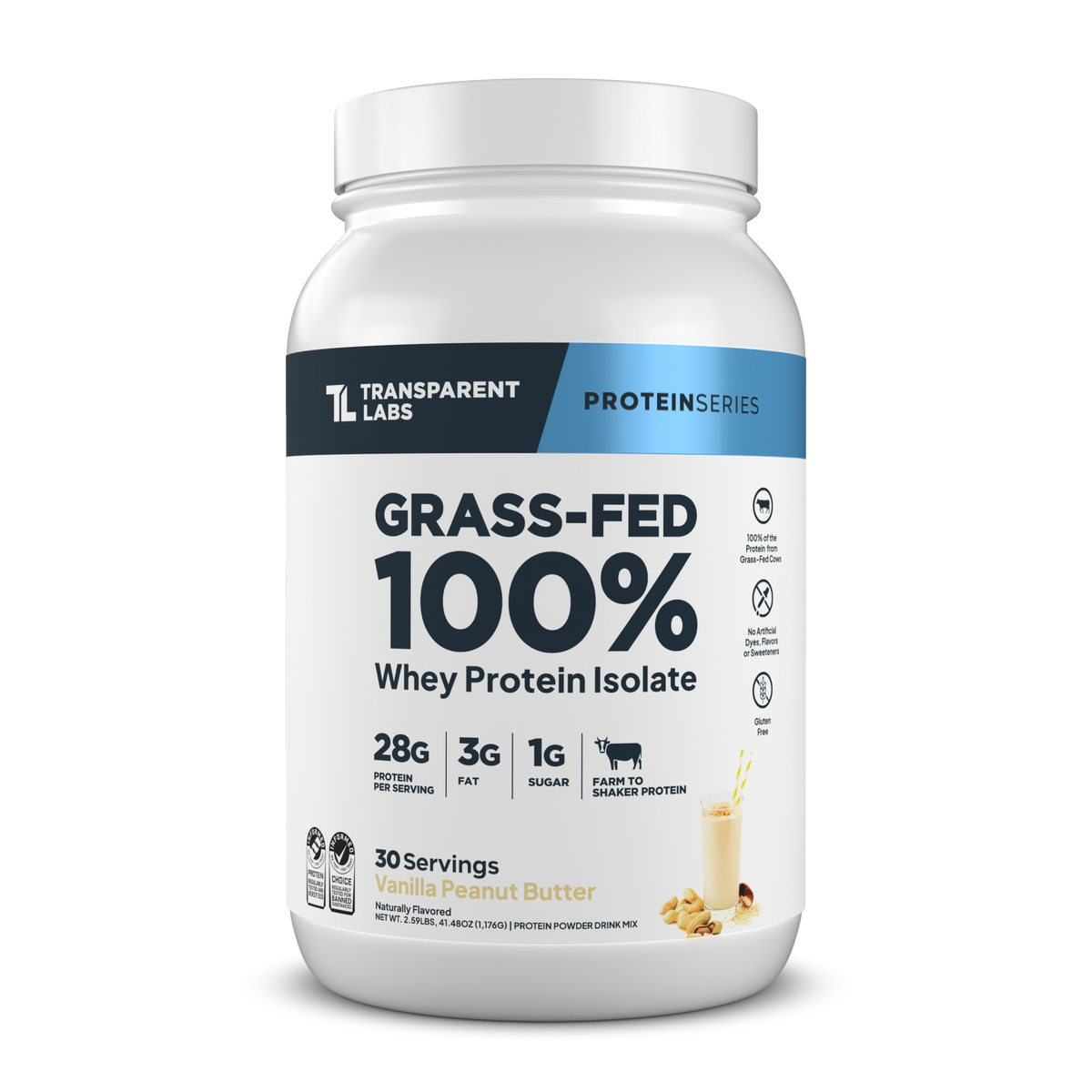 Transparent Labs Grass-Fed Whey Protein Isolate - Vanilla Peanut Butter