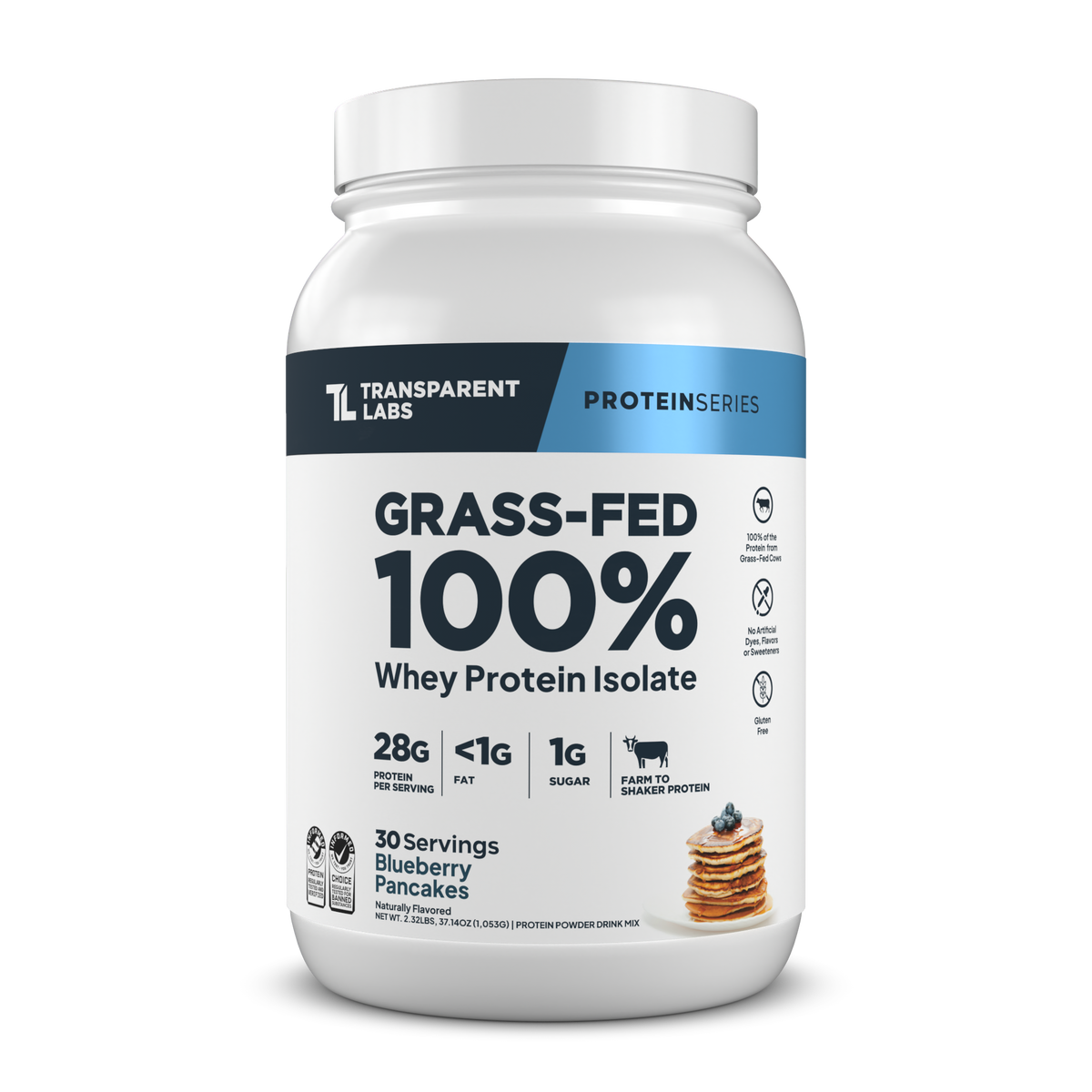 Transparent Labs Grass-Fed Whey Protein Isolate - Blueberry Pancakes