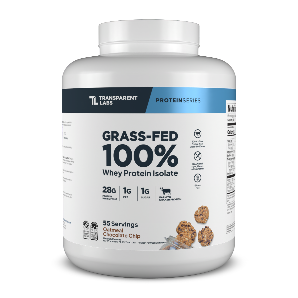 Transparent Labs Grass-Fed Whey Protein Isolate - Oatmeal Chocolate Chip Cookie