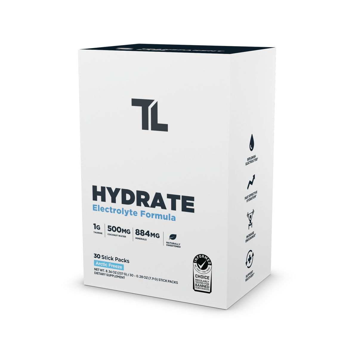 Transparent Labs Hydrate - 30 Stick Packs - Arctic Freeze