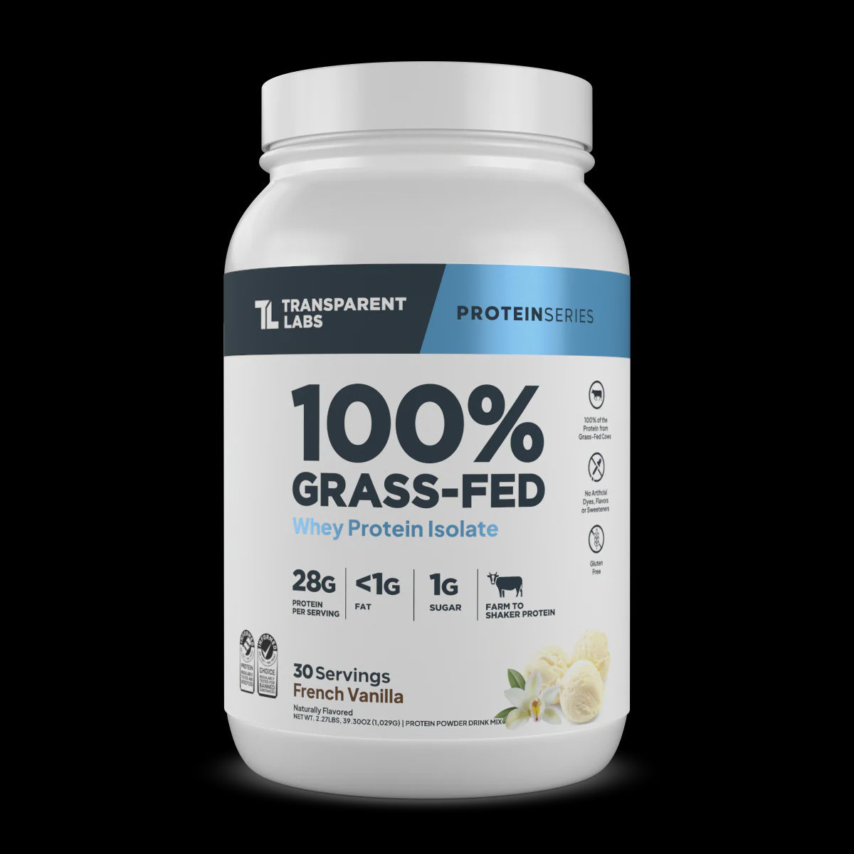 Transparent Labs - 100% Grass-Fed French Vanilla - 2lb - Protein Isolate
