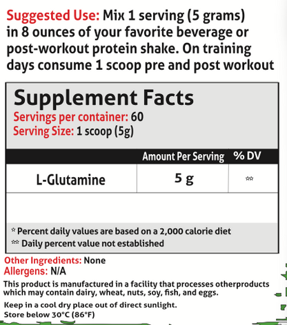 Frontline Formulations Glutamine - Supplement Facts