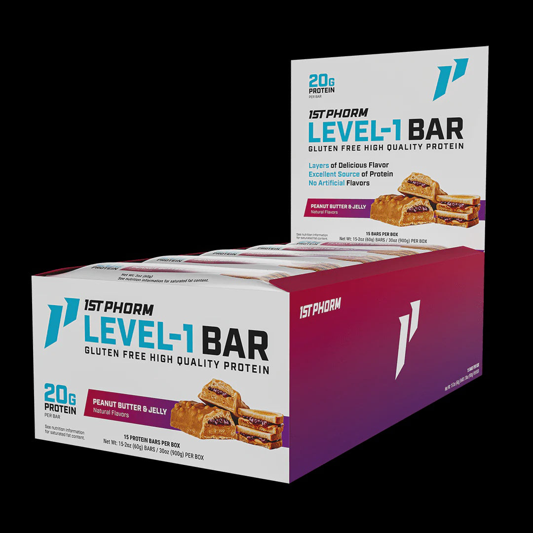 1st Phorm - Level 1 Protein Bar Peanut Butter and Jelly - 15CT - Protein Foods