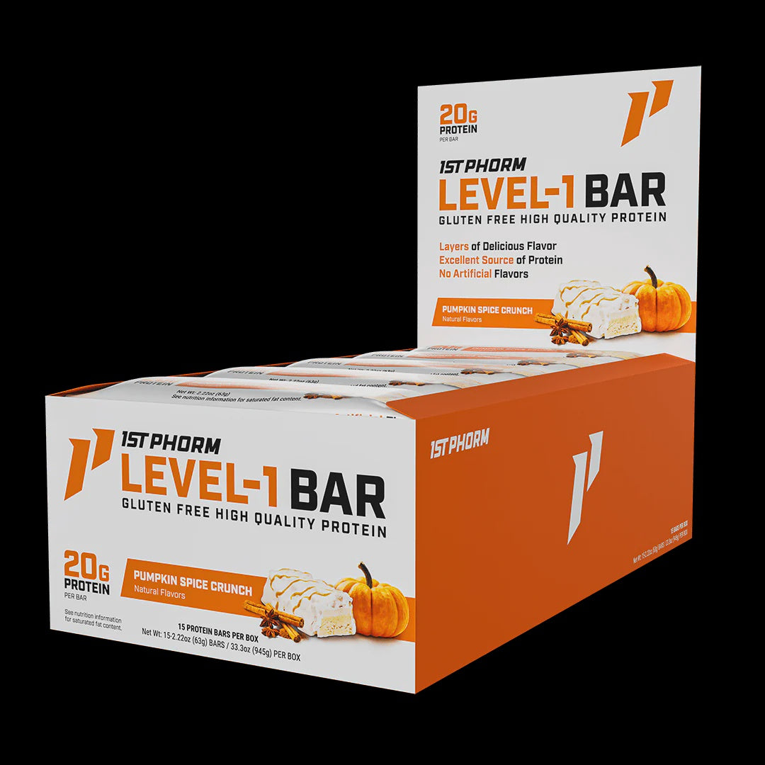 1st Phorm - Level-1 Protein Bar Pumpkin Spice Crunch - 15CT - Protein Foods
