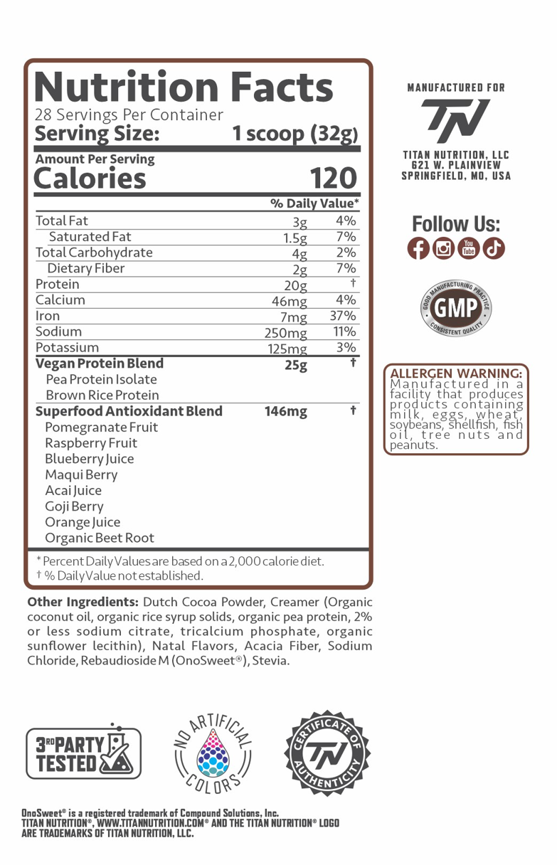 Titan Nutrition 2lb Plant Protein - Supplement Facts