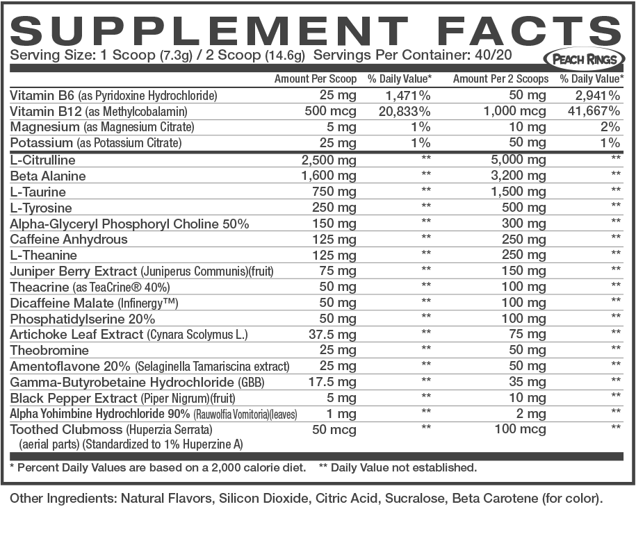 Intek Pre - Supplement Facts