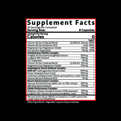Titan Nutrition TEST LAUNCH™ - Testosterone Enhancement Formula - Supplement Facts