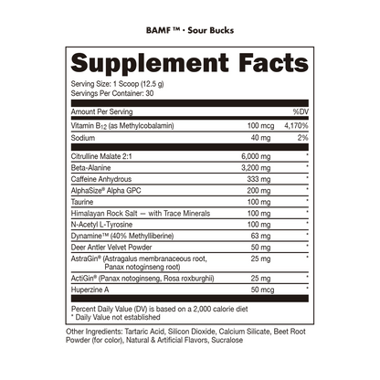 Bucked Up BAMF - Supplement Facts