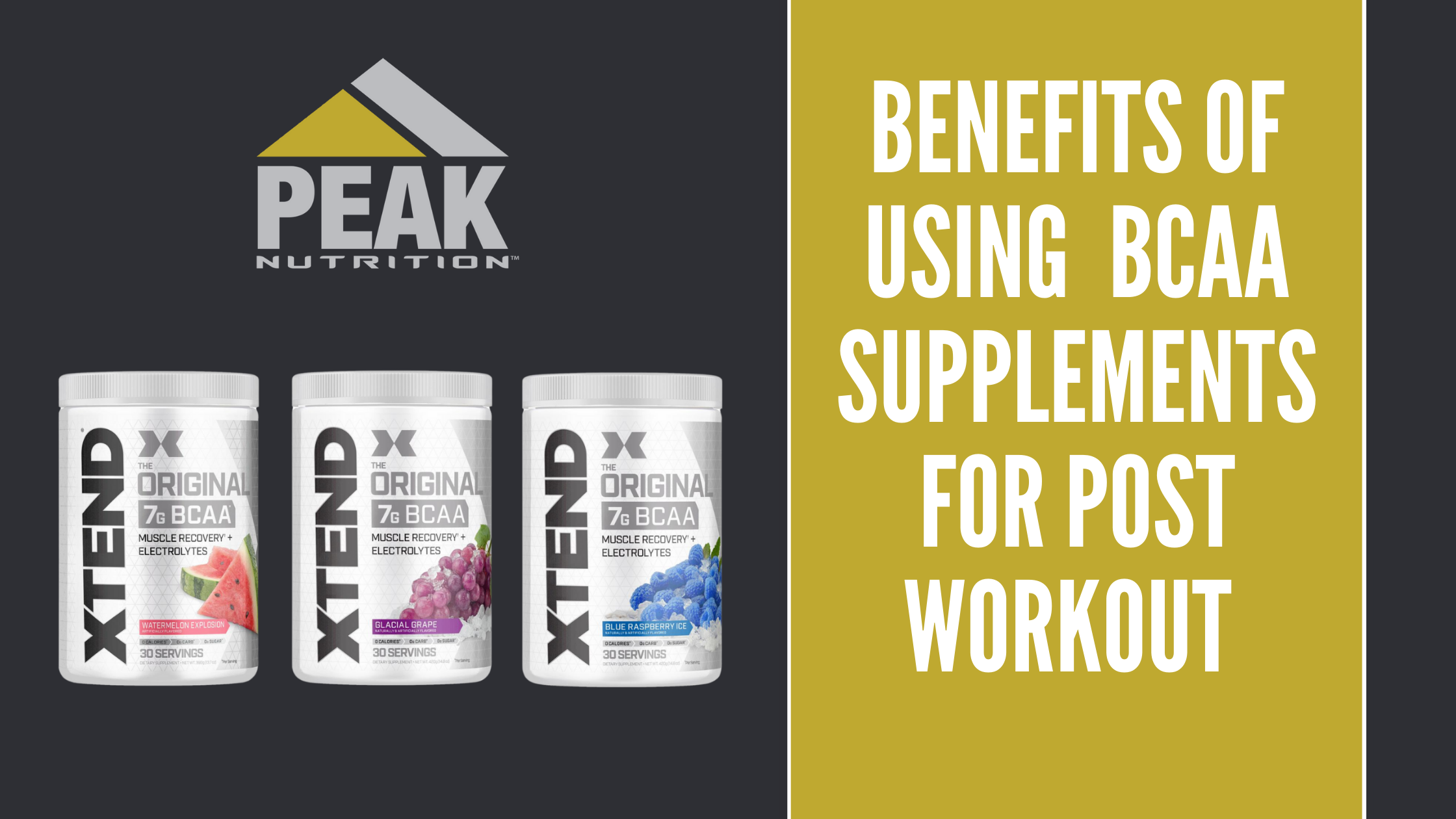 xtend bcaa supplements with peak nutrition logo