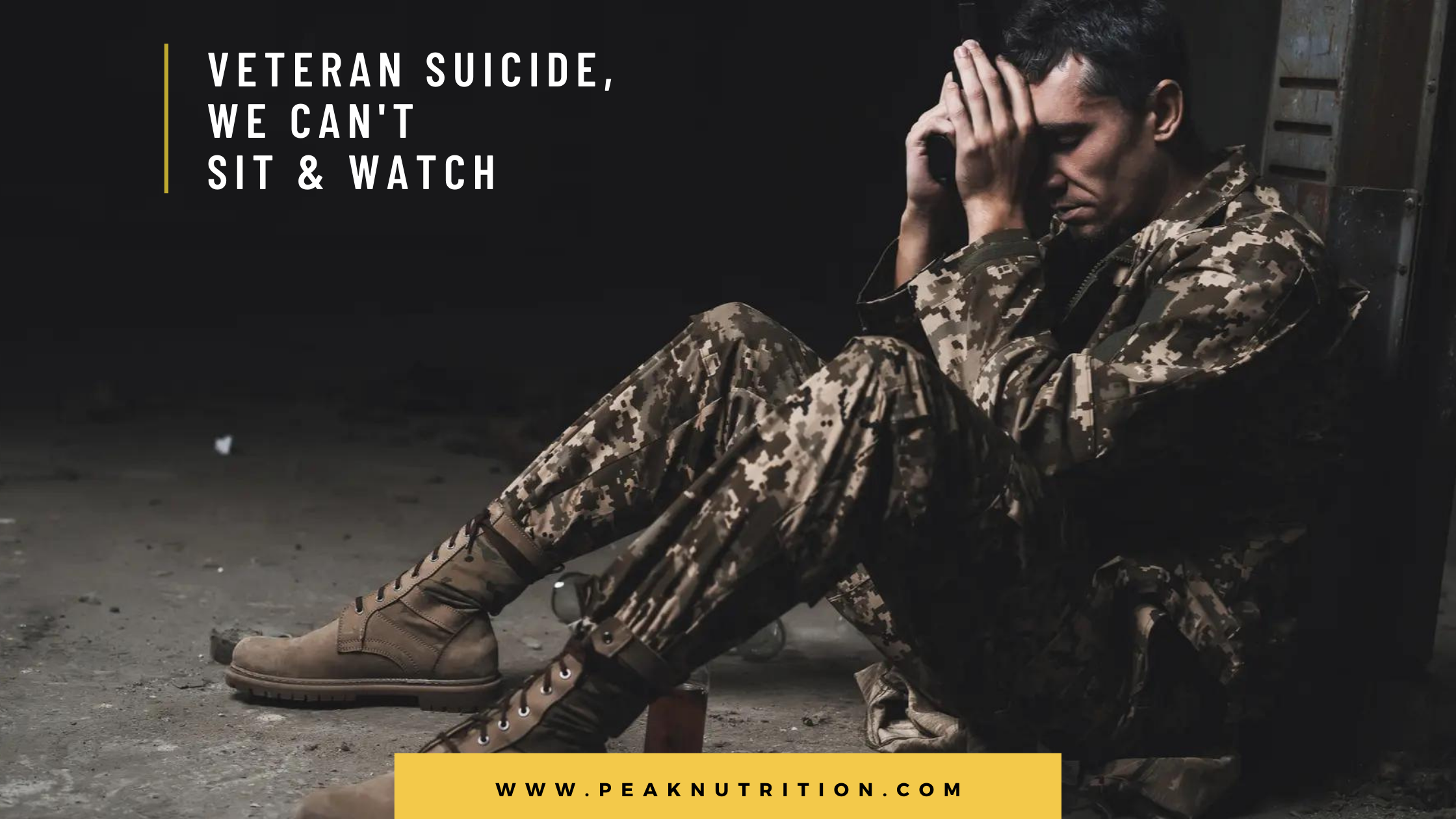 Military Man Sitting In Grief